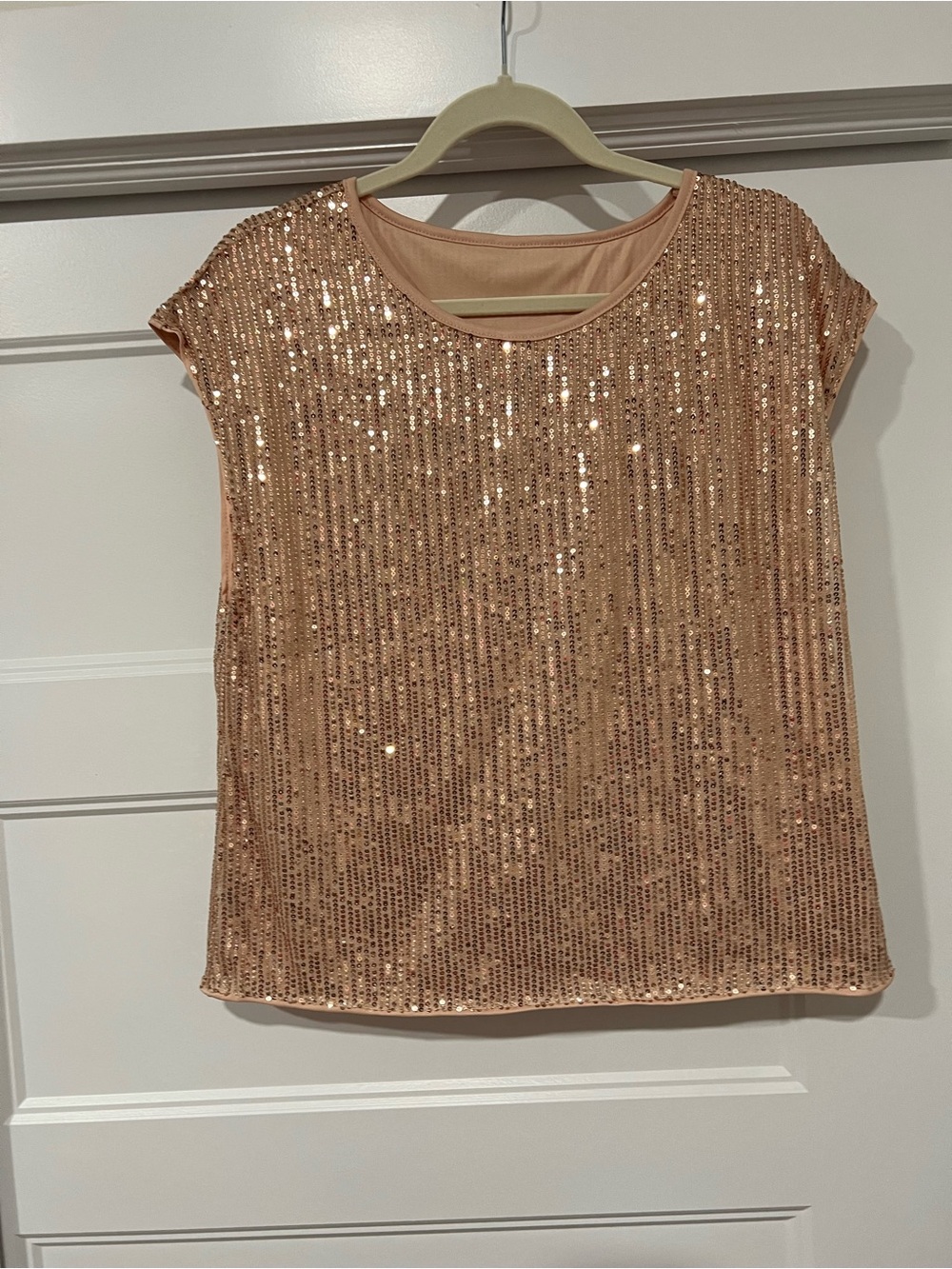 Sequin Cap-Sleeve Party Top - Rose Gold